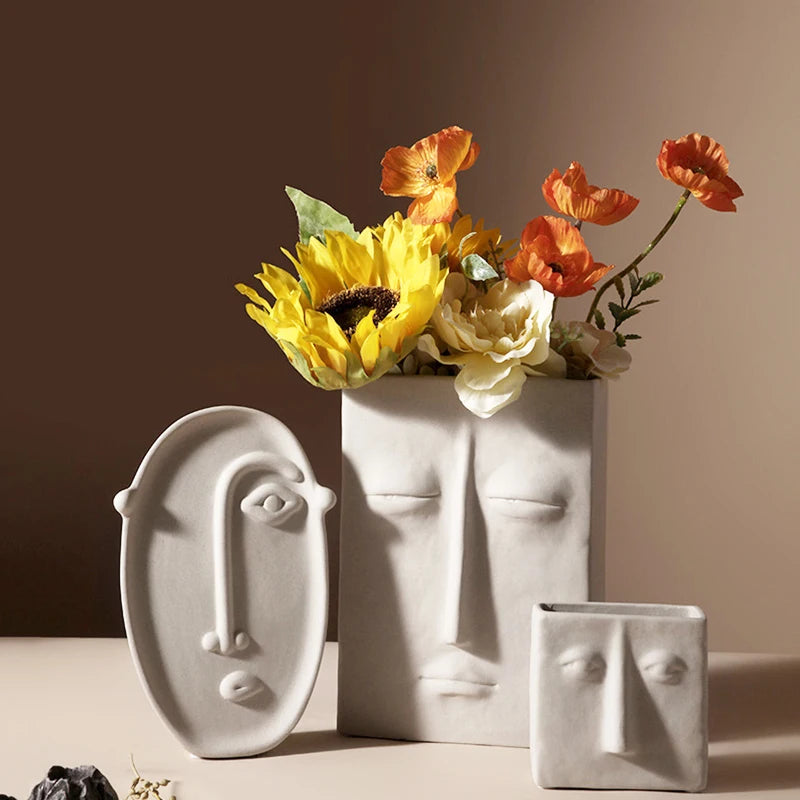 Nordic Creative Ceramic Face Vase
