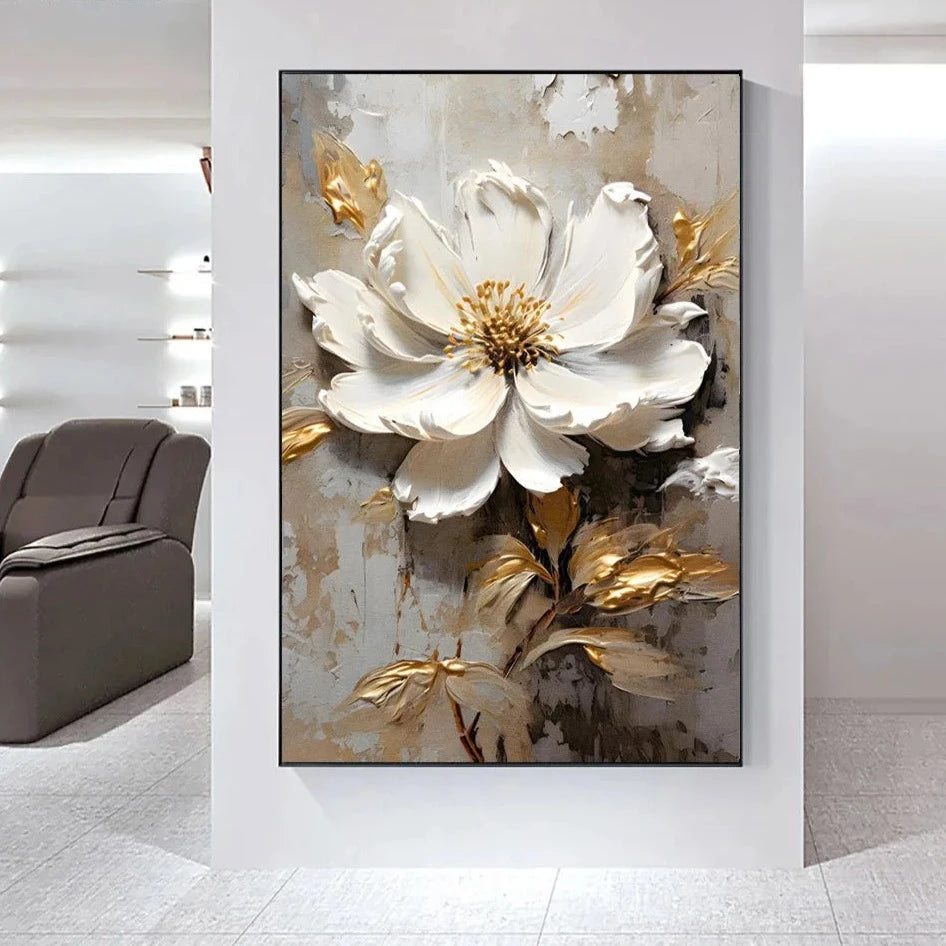 Blooming White Flowers On Canvas